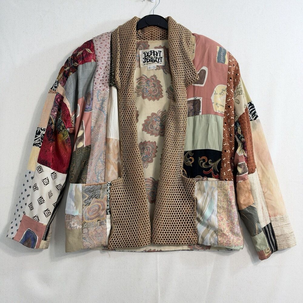 Donna Jessica Patchwork Jacket Size 1 Art to Wear Boho Multicolor